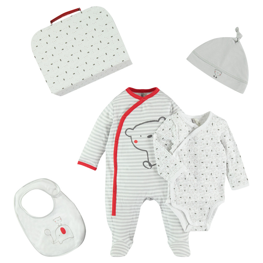 Coffret de naissance avec body- bonnet - bavoir et dors-bien 