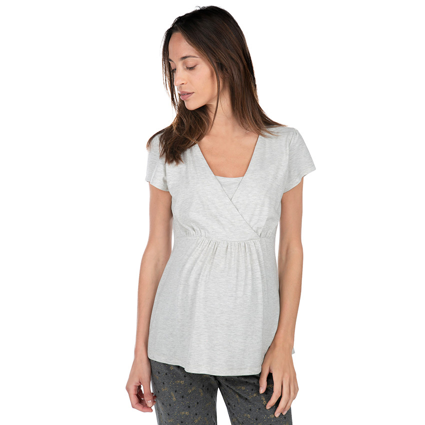 Tee-shirt homewear de grossesse et d'allaitement 