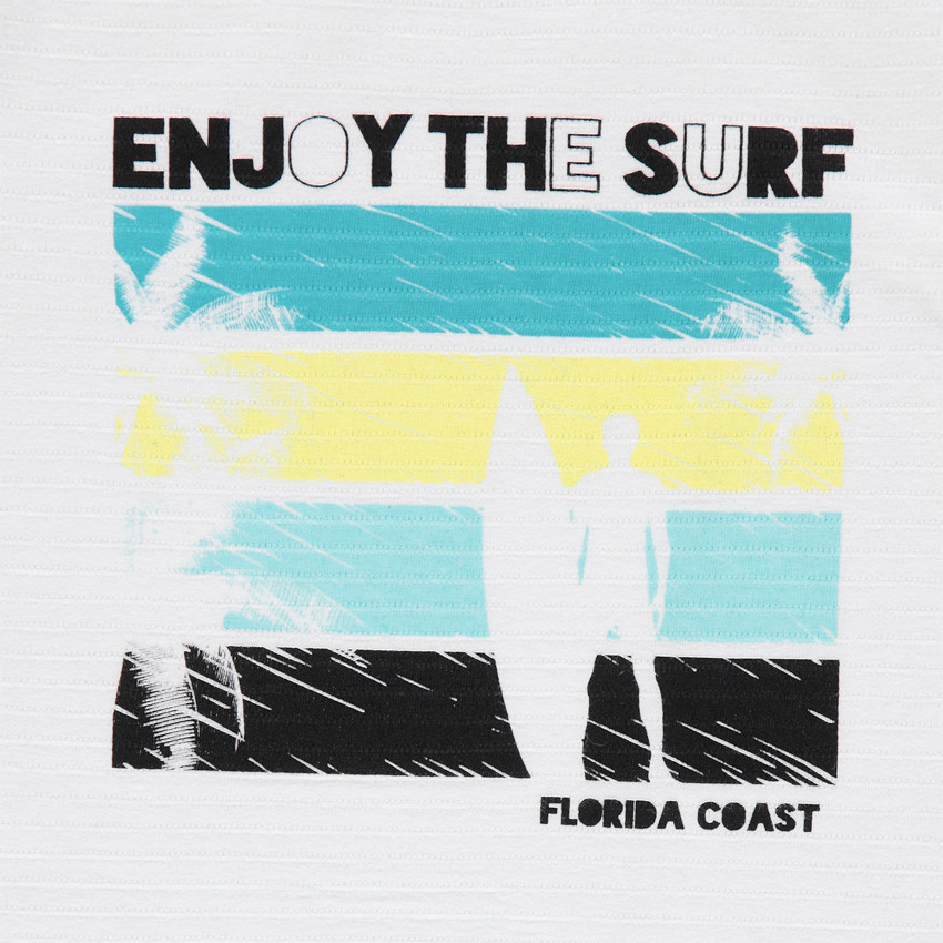 T-shirt manches courtes en maille fantaisie pint palmiers 