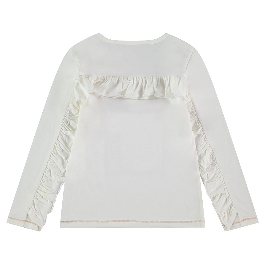 Tee-shirt manches longues en jersey avec zèbre printé et volants 