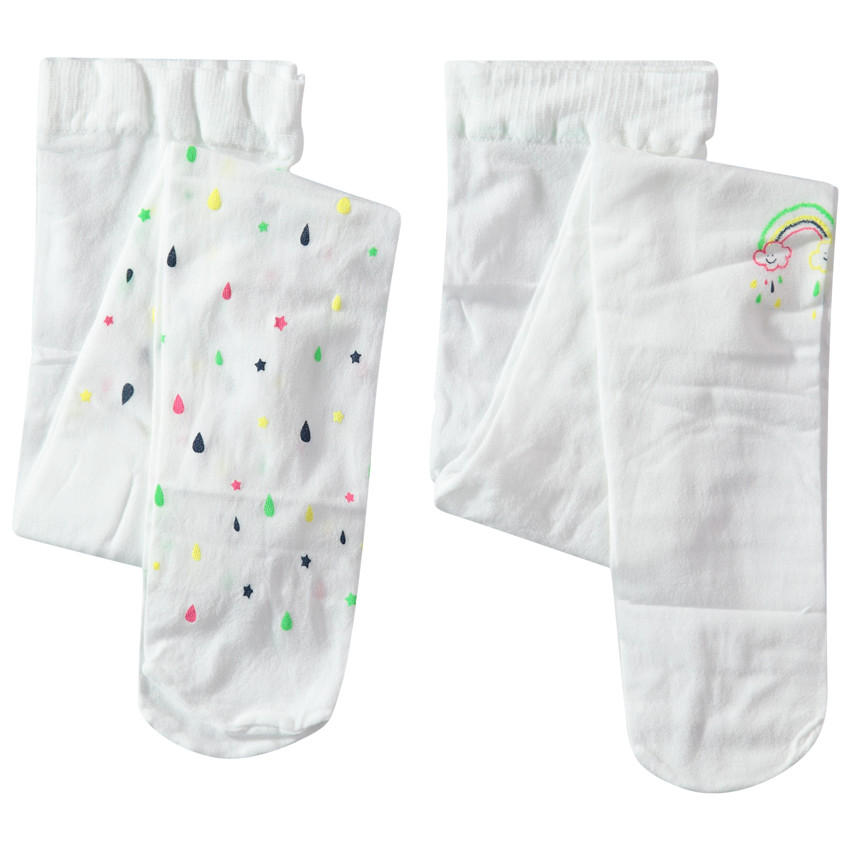 Lot de 2 collants fins avec imprimés colorés  