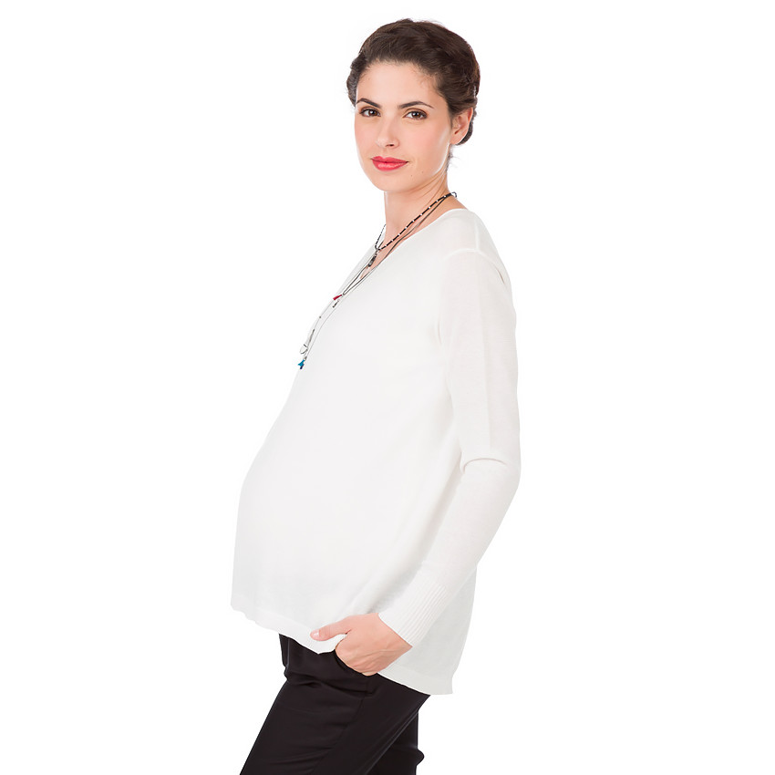 Pull de grossesse en tricot avec dos croisé 