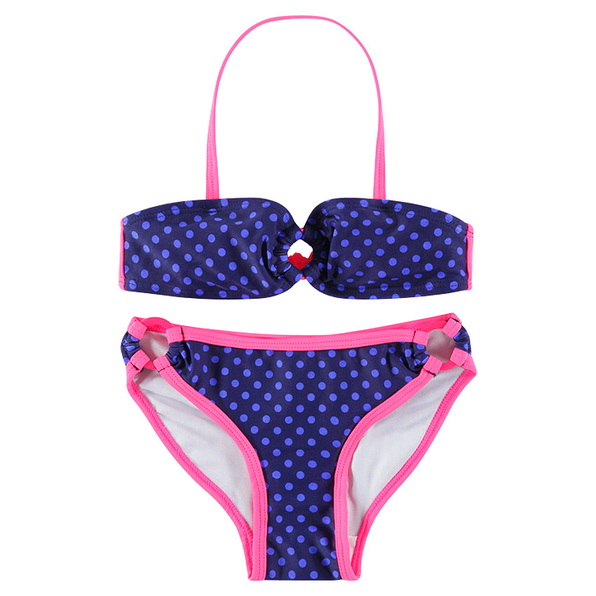 Maillot de bain 2 pièces forme bandeau imprimé pois 