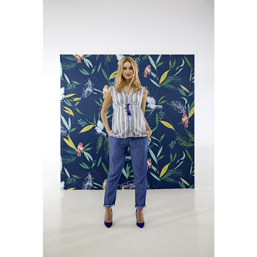 Pantalon de grossesse en Tencel avec liens à nouer 