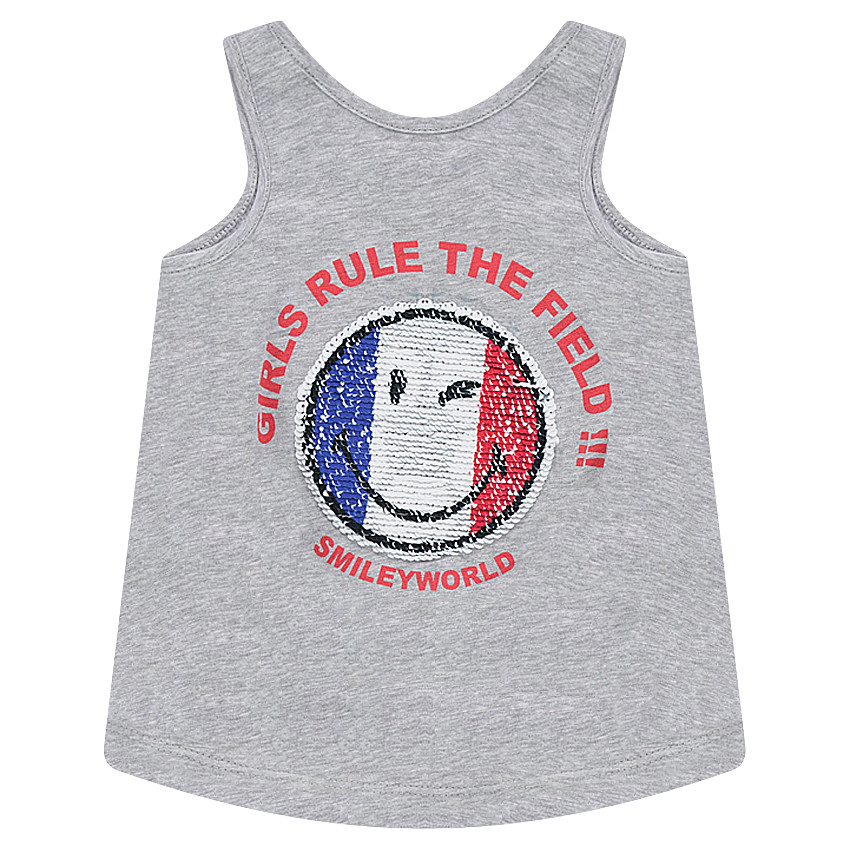 Debardeur  COUPE DU MONDE DE FOOTBALL 2018 avec Smiley en sequins magiques 