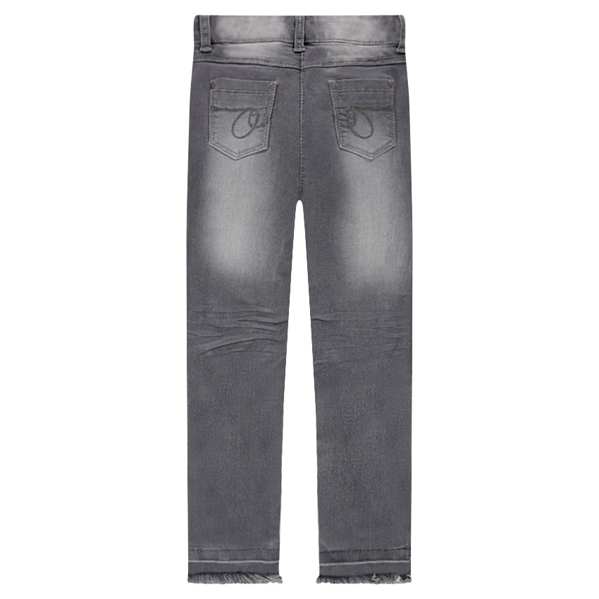 Jeans slim à patchs et franges effet used 