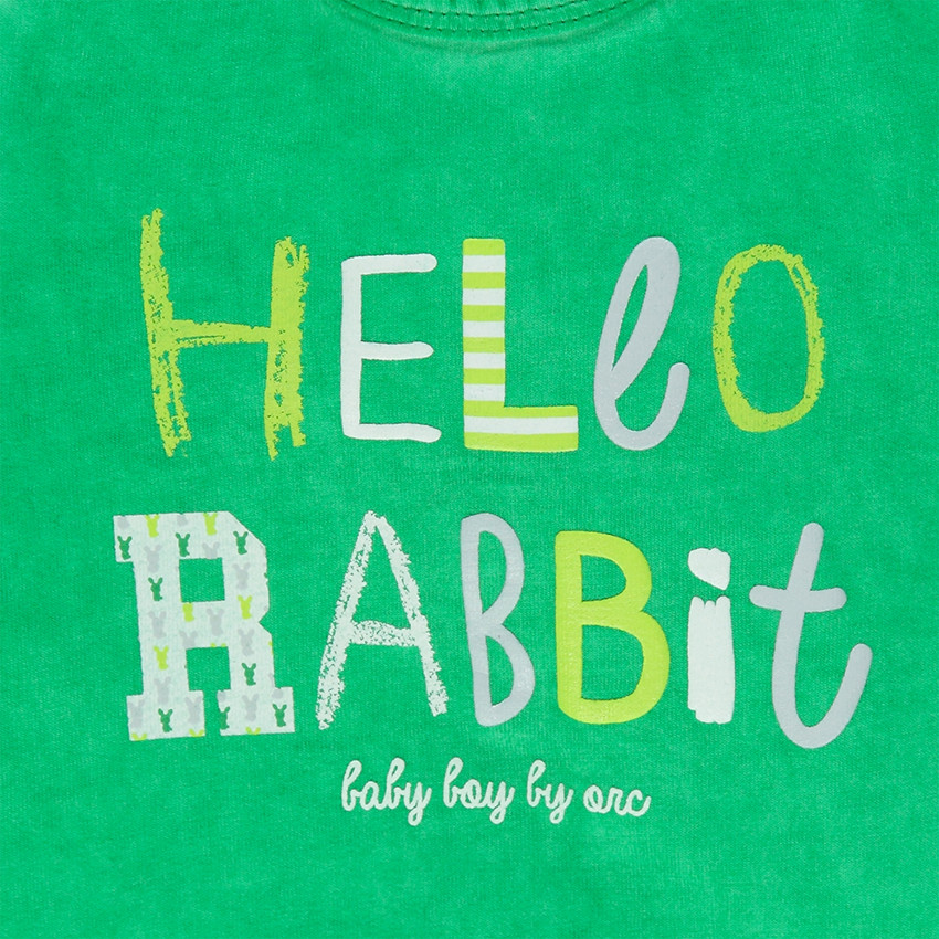 Tee-shirt manches courtes surteint avec print "Hello Rabbit" 