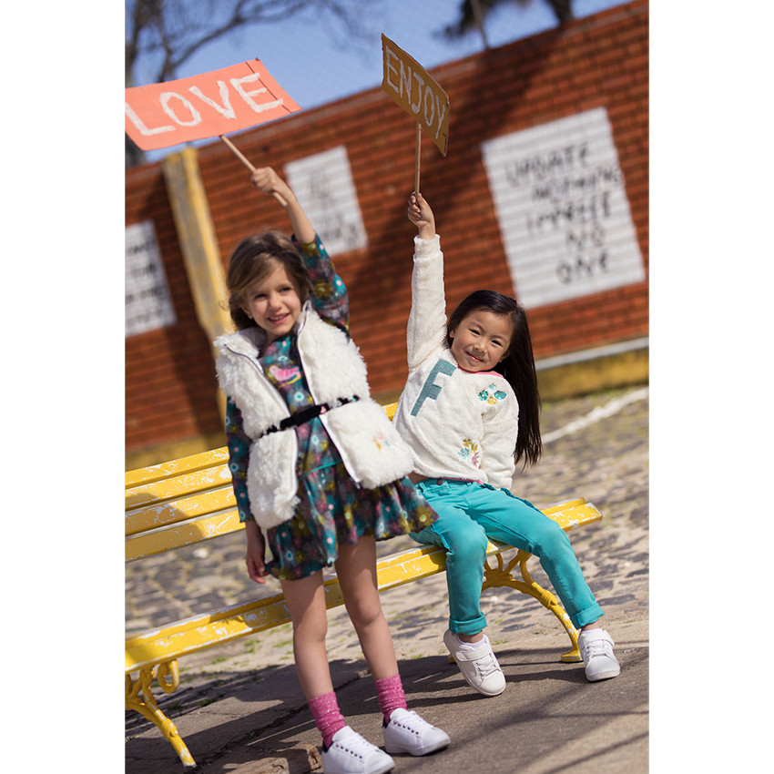 Robe manches longues imprimée fleurs all-over avec volants 