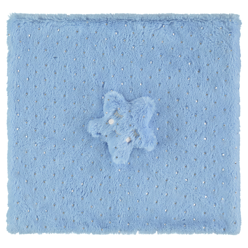 Doudou plat en sherpa imprimé pois avec étoile fantaisie 