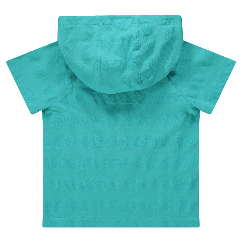 Tee-shirt manches courtes à capuche avec inscription patchée et poche 