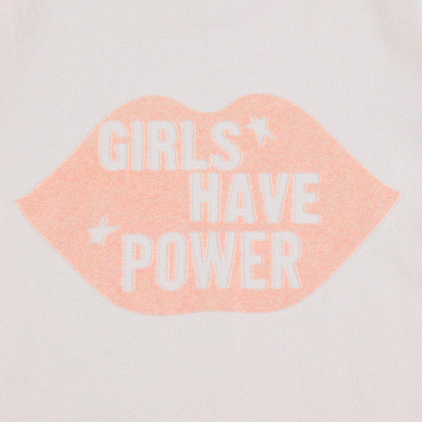 Junior - Tee-shirt manches longues en jersey uni avec bouche printée pailletée 