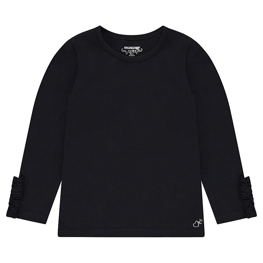 Tee-shirt manches longues en jersey avec volant sur le bout des manches 