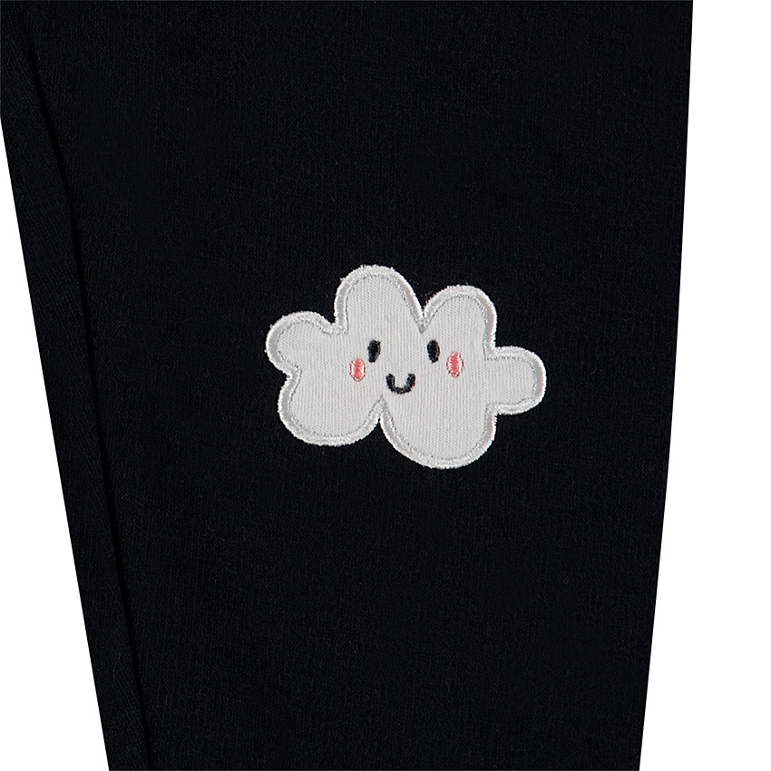 Legging en jersey avec noeud brillant cousu et nuages patchés 