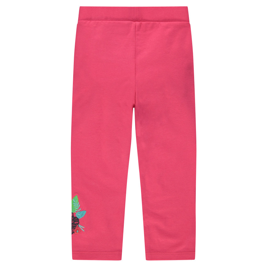 Legging mi-mollet rose à fleurs brodées 