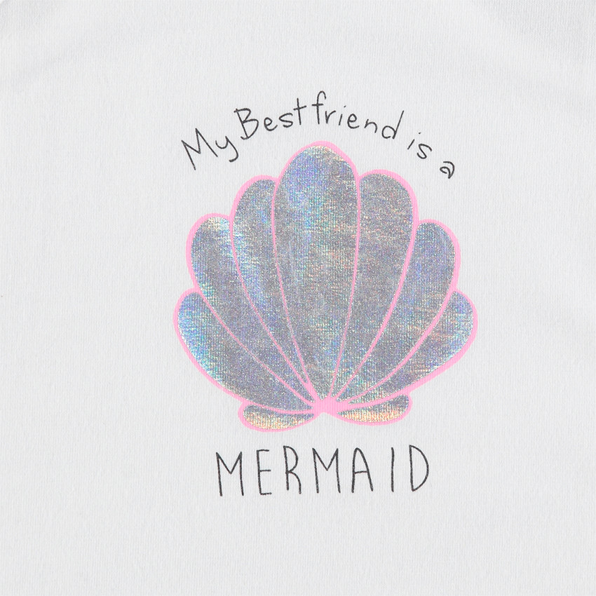 Robe effet 2 en 1 avec coquillage printé et bas rayé 