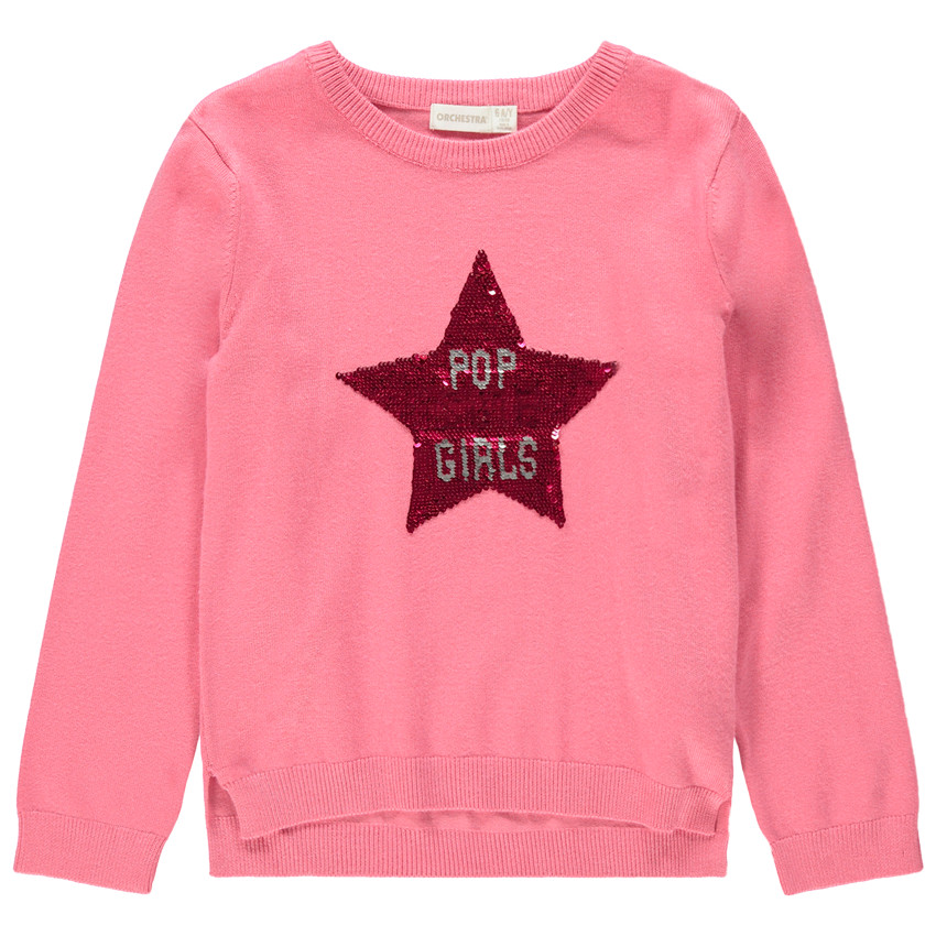 Pull en tricot uni avec motif fantaisie 