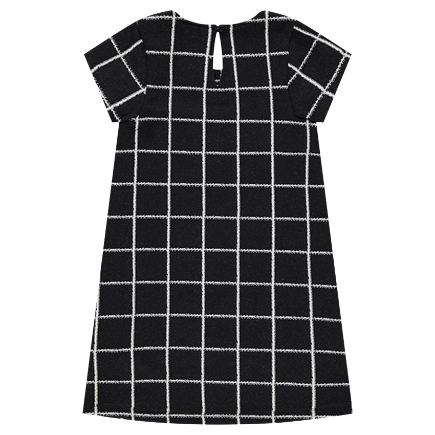 Junior - Robe manches courtes à carreaux contrastés 
