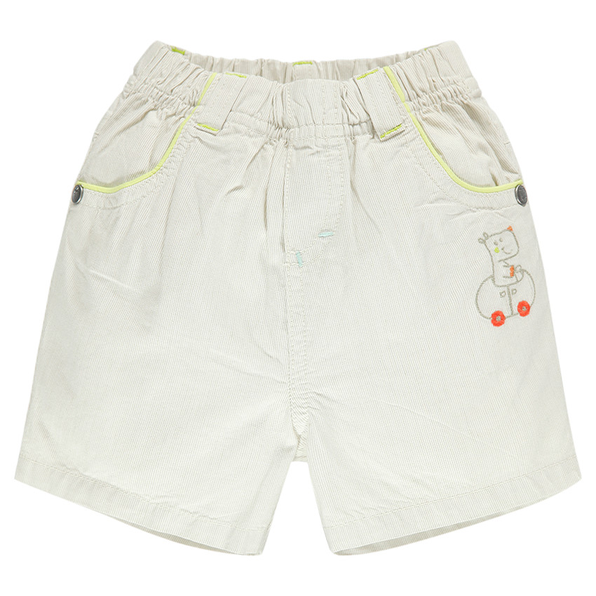 Bermuda en coton avec broderies et éléphant printé au dos 