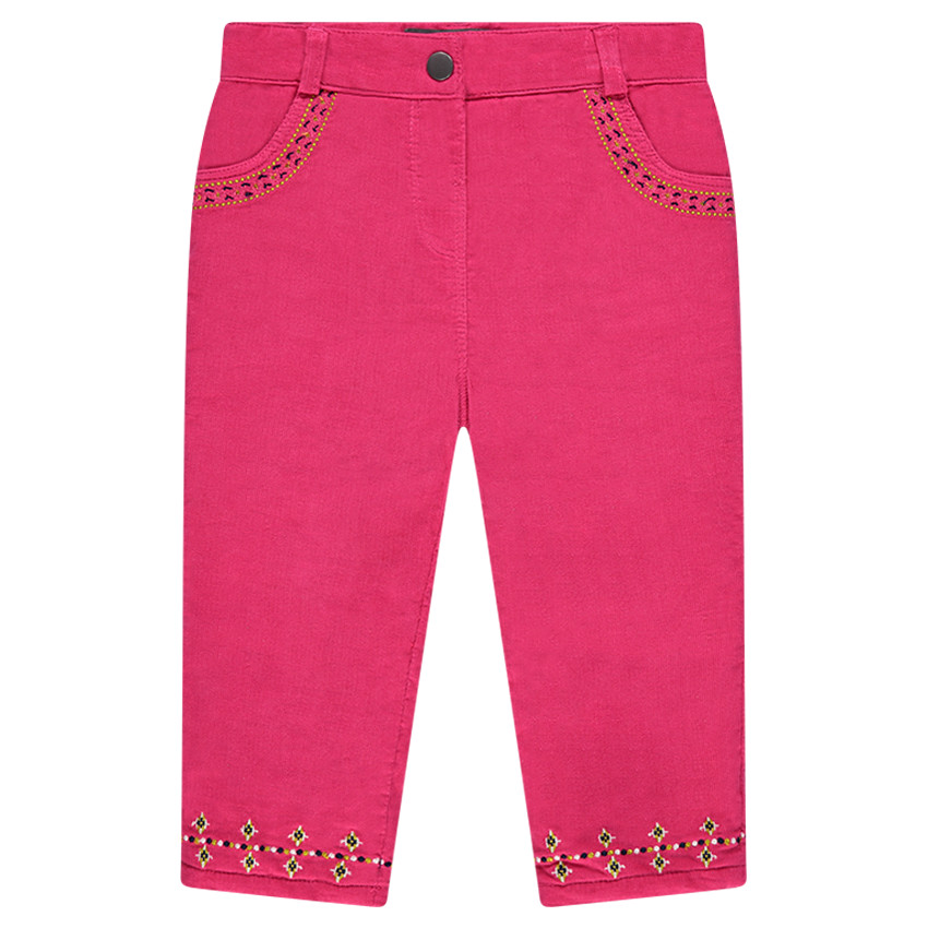 Pantalon en velours milleraies avec broderies 