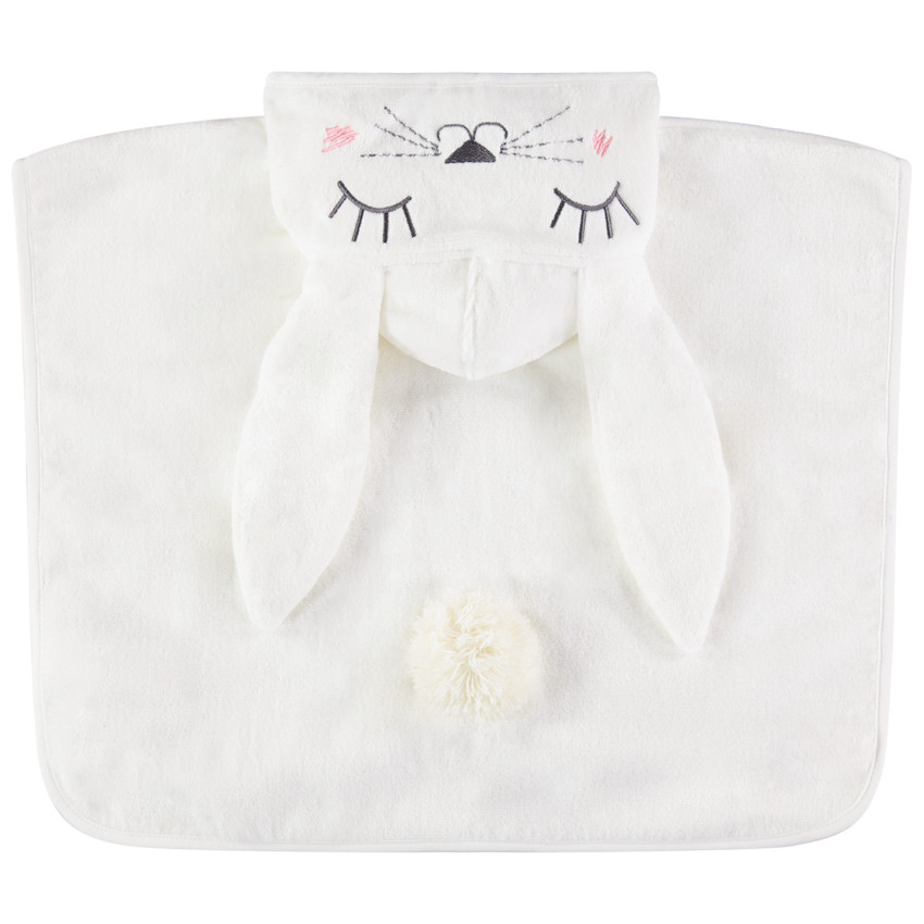 Poncho de bain motif lapin à capuche brodée  