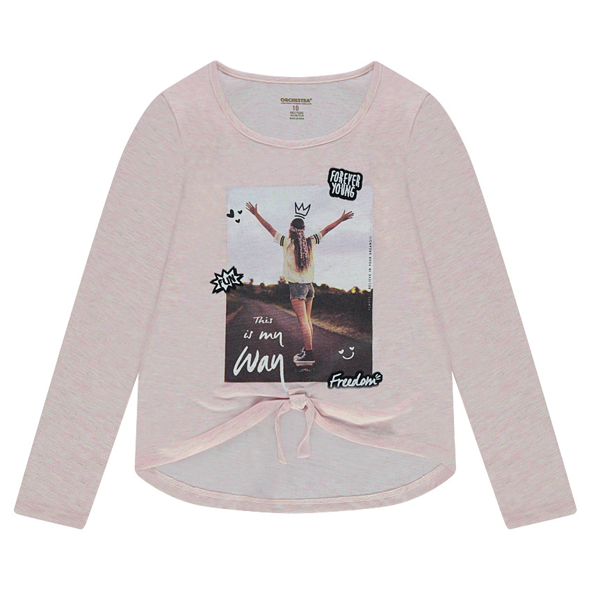 Junior - Tee-shirt manches longues en maille mélangée de fil brillant 