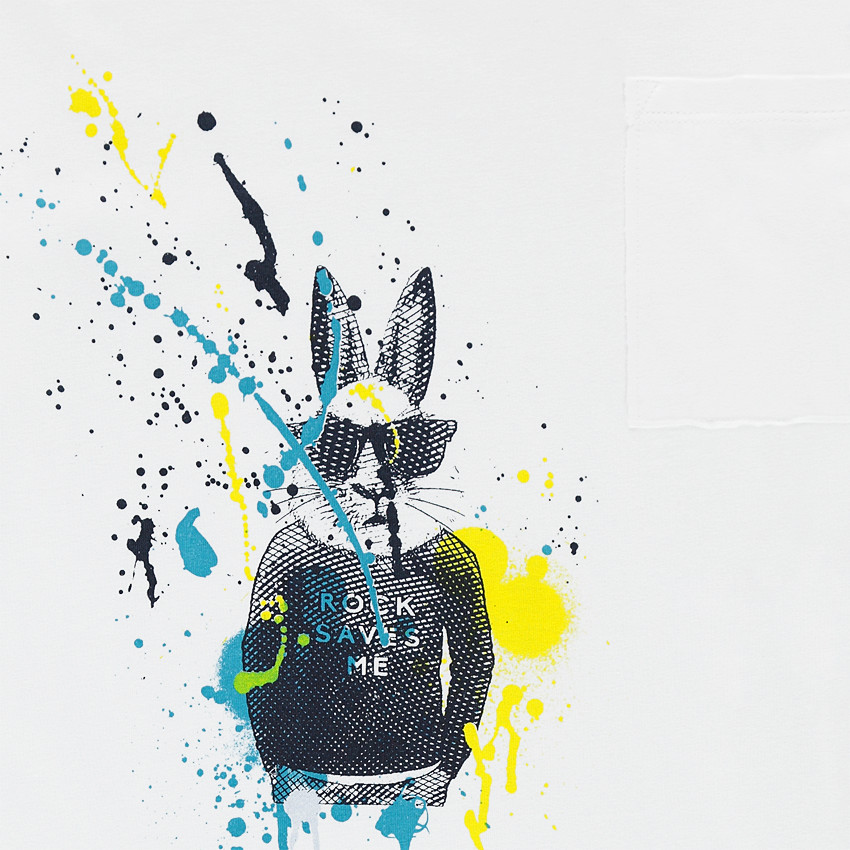 Junior - Tee-shirt manches longues en jersey avec lapin et effet de tâches printés 