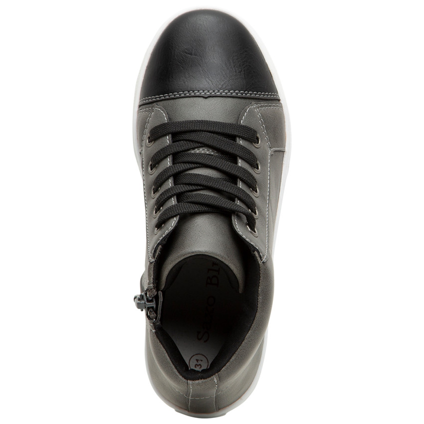 Baskets montantes effet cuir à lacets et zip du 28 au 35 