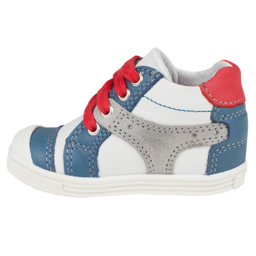 Bottillons à lacet en cuir avec empiècements contrastés 