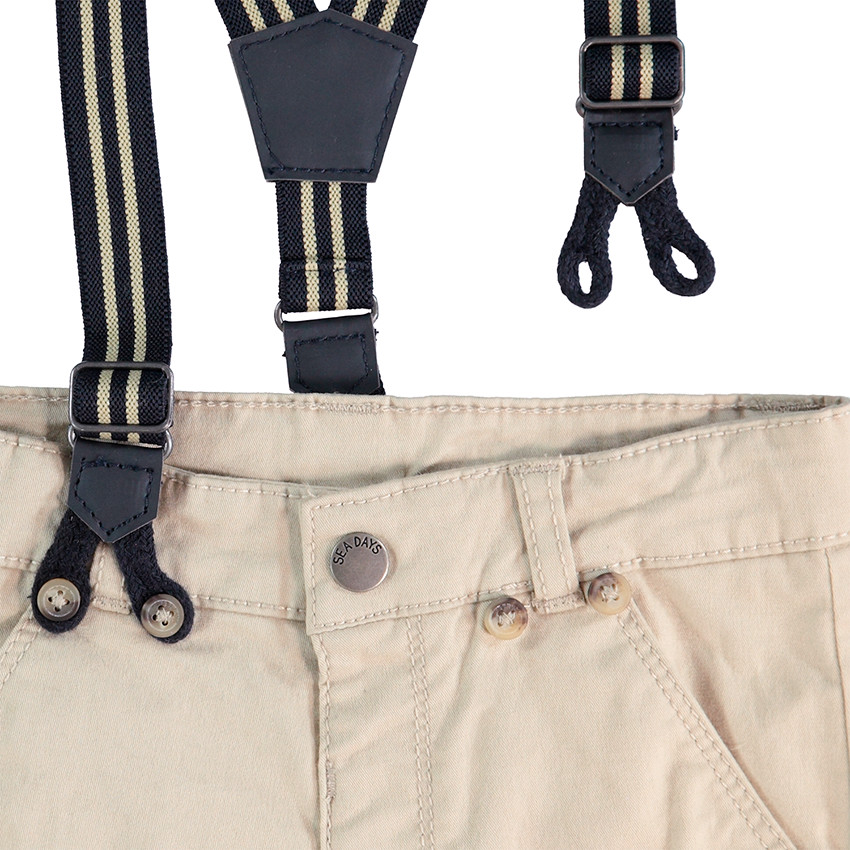 Pantalon en coton avec bretelles élastiquées amovibles 