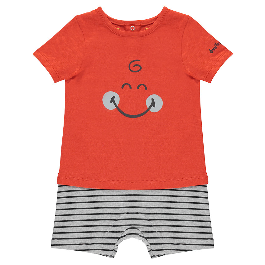 Combinaison courte effet 2 en 1 avec print Smiley 