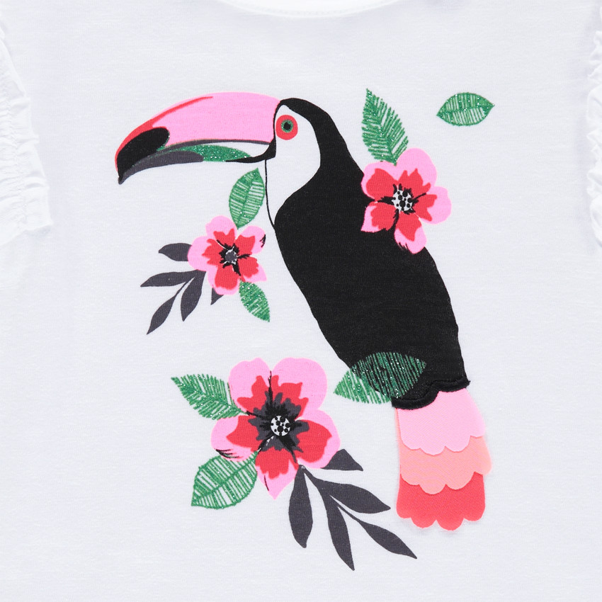 Tee-shirt manches courtes en jersey avec oiseau printé 