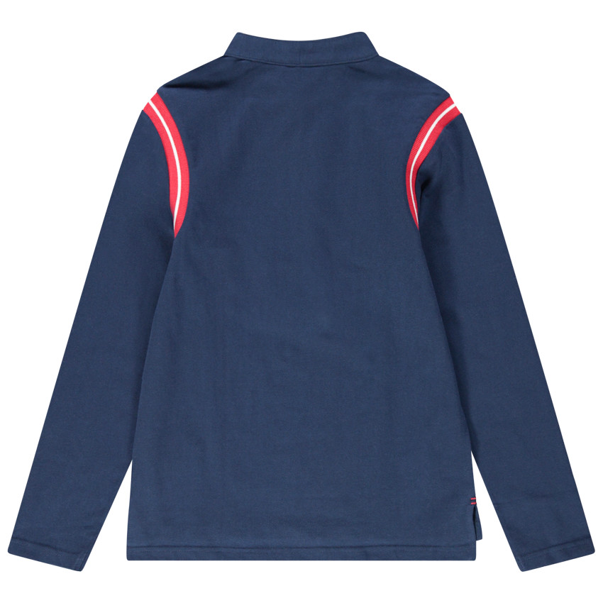 Junior - Polo manches longues avec bandes contrastées sur emmanchures 