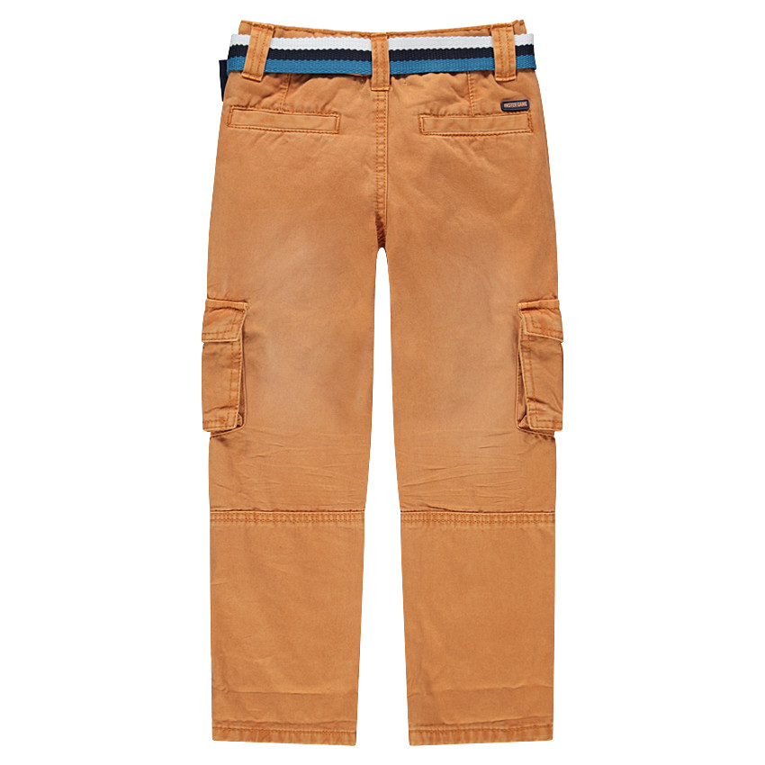 Pantalon cargo en twill surteint avec ceinture rayée 