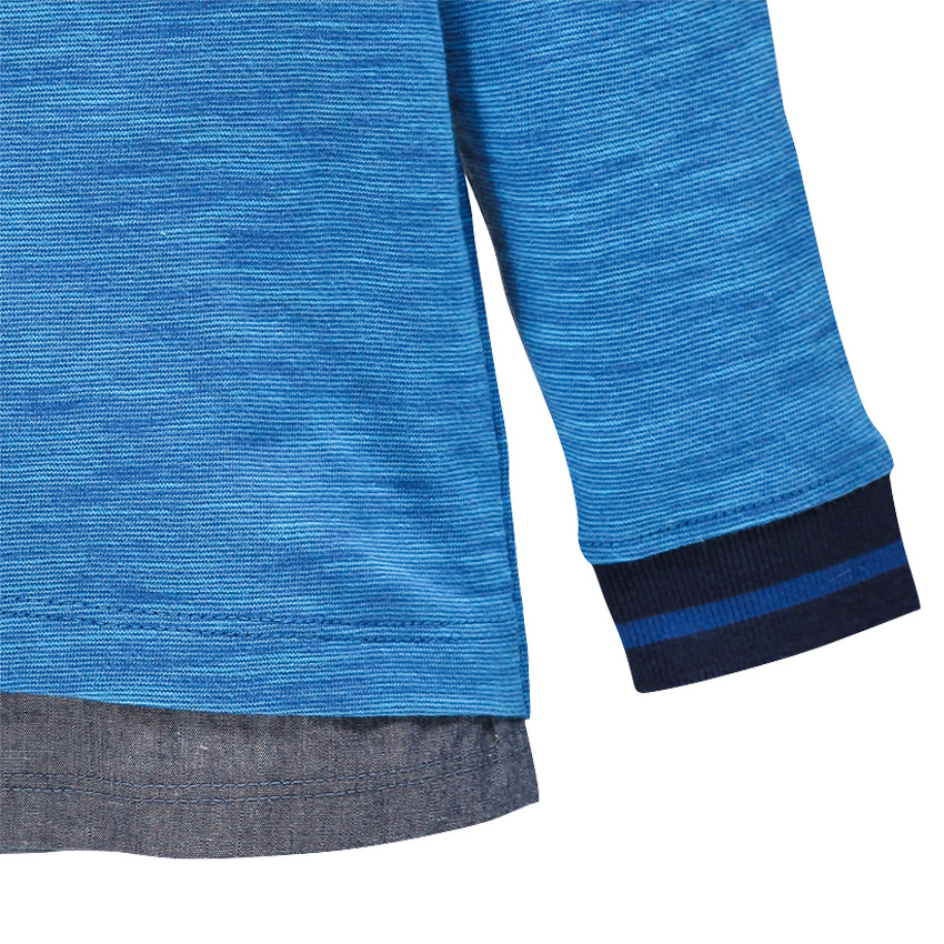 Polo manches longues bi-matière avec effet de superposition et patch fantaisie 