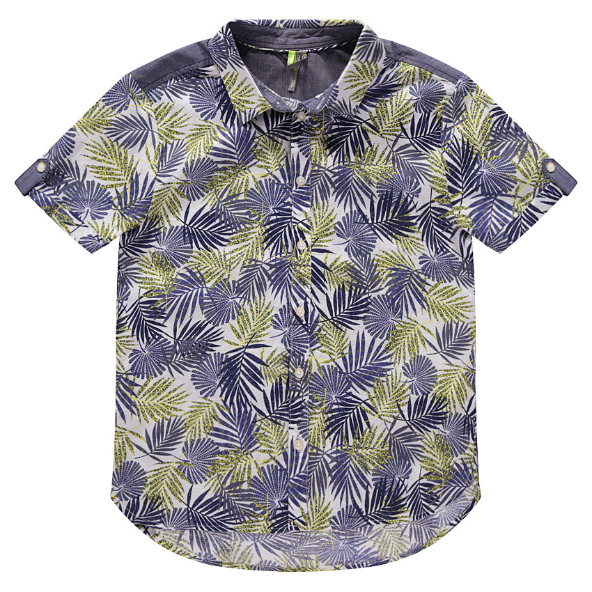 Junior - Chemise manches courtes avec imprimé végétal all-over 