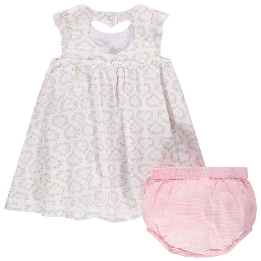 Ensemble avec robe à fleurs et bloomer rayé 