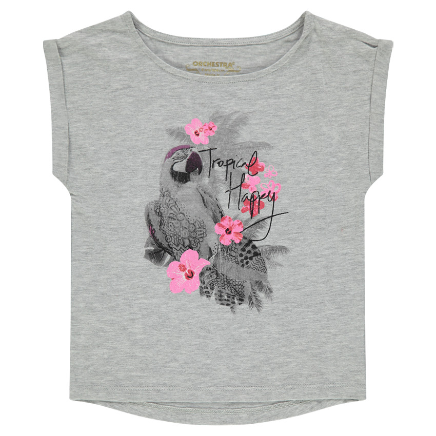 Tee-shirt manches courtes forme boîte print fantaisie 