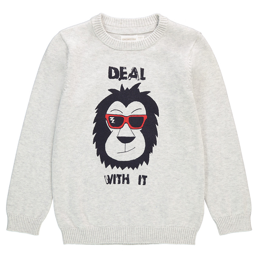 Pull en tricot avec animal printé sur le devant 
