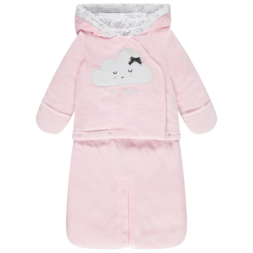 Combi-pilote en velours doublée jersey à nuage brodé 