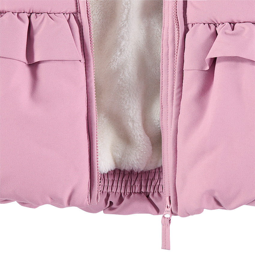 Parka matelassée à capuche doublée sherpa avec volant 