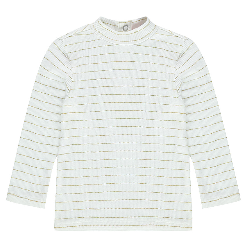 Sous-pull rayé à côtes et col montant 