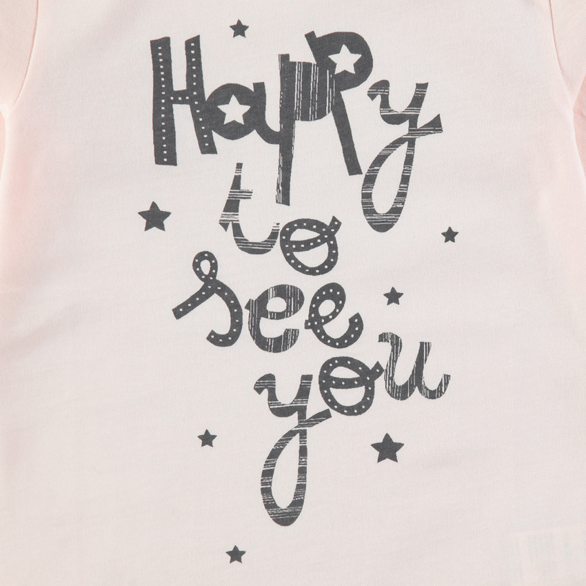 T-shirt manches longues rose pâle avec message printé 