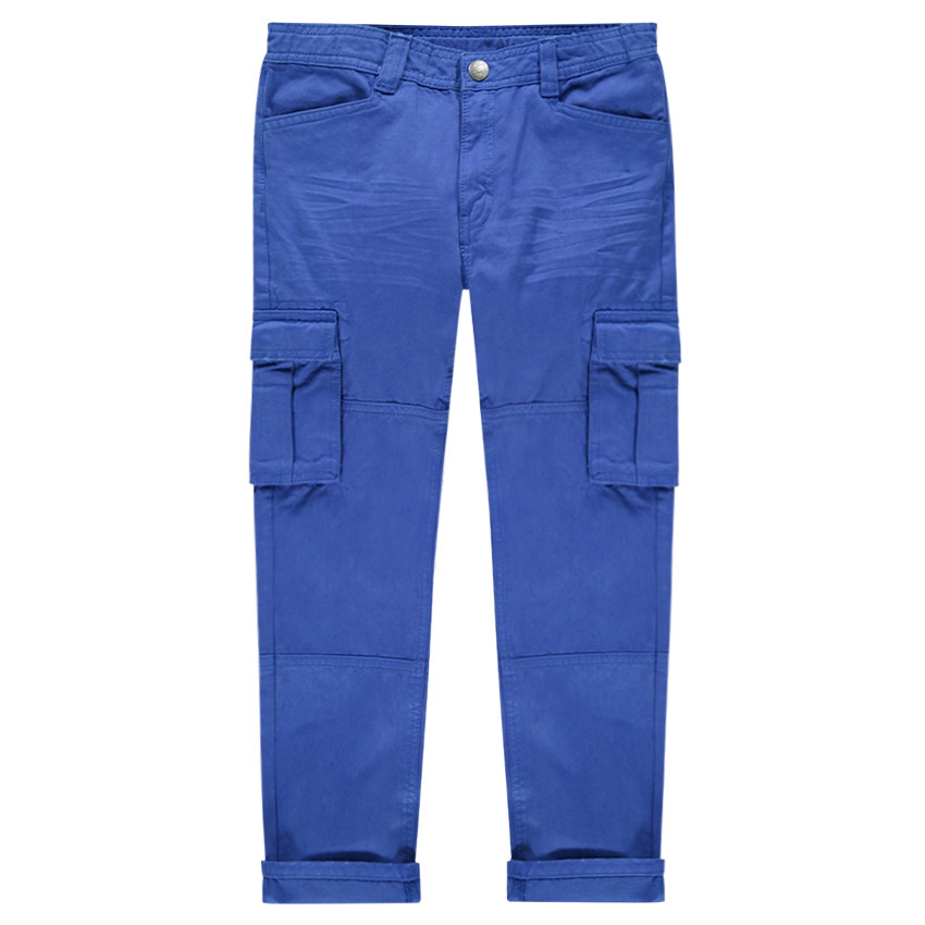 Junior - Pantalon bleu style cargo avec poches à rabat 