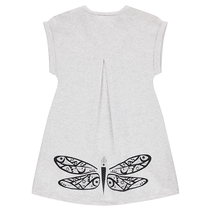 Robe manches courtes en molleton avec coeur et papillon printés 