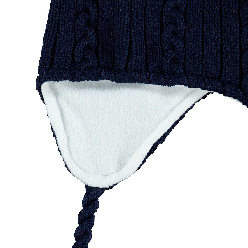 Bonnet péruvien en tricot doublé polaire avec pompon 
