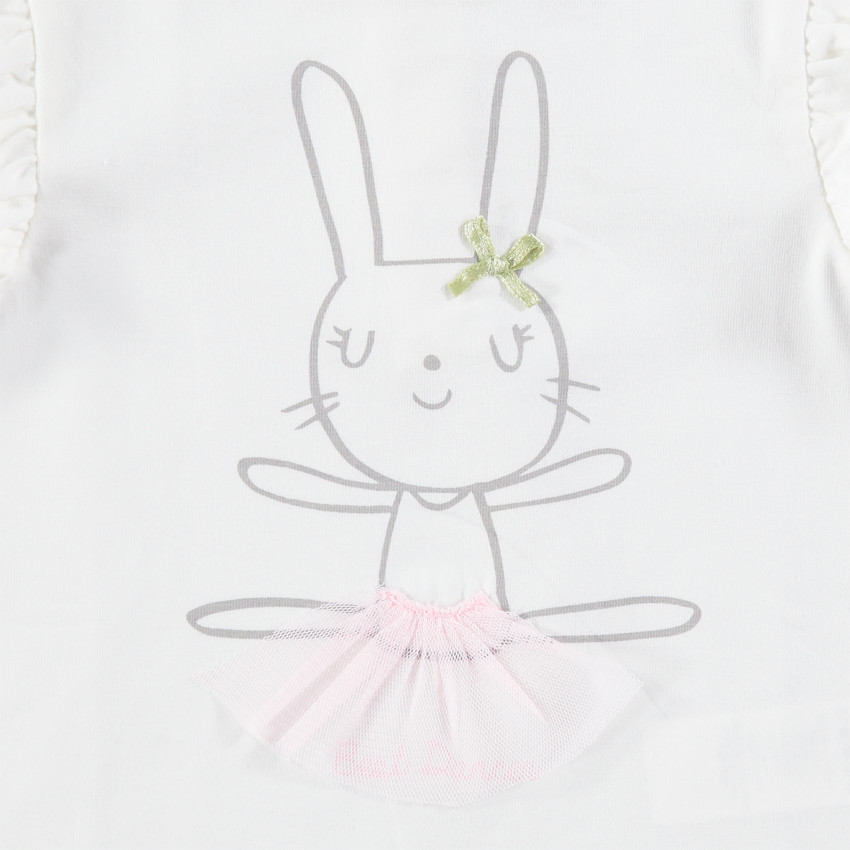 T-shirt manches longues en jersey avec lapin en tutu printé 