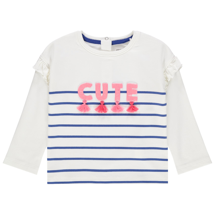 Sweat en molleton style marinière avec message pailleté 