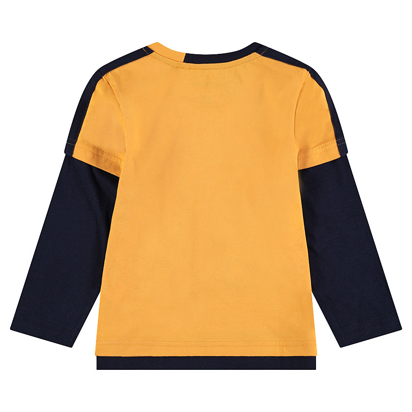 Tee-shirt manches longues effet 2 en 1 bicolore avec motif printé 