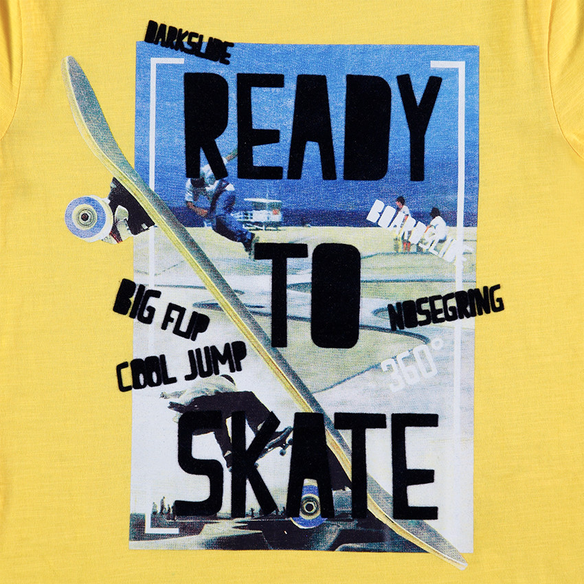 Junior - Tee-shirt manches courtes en jersey uni avec print fantaisie 