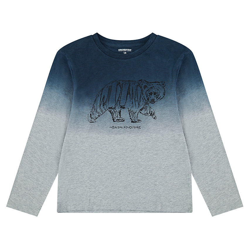 Junior - Tee-shirt manches longues en jersey effet tie and dye avec animal printé 